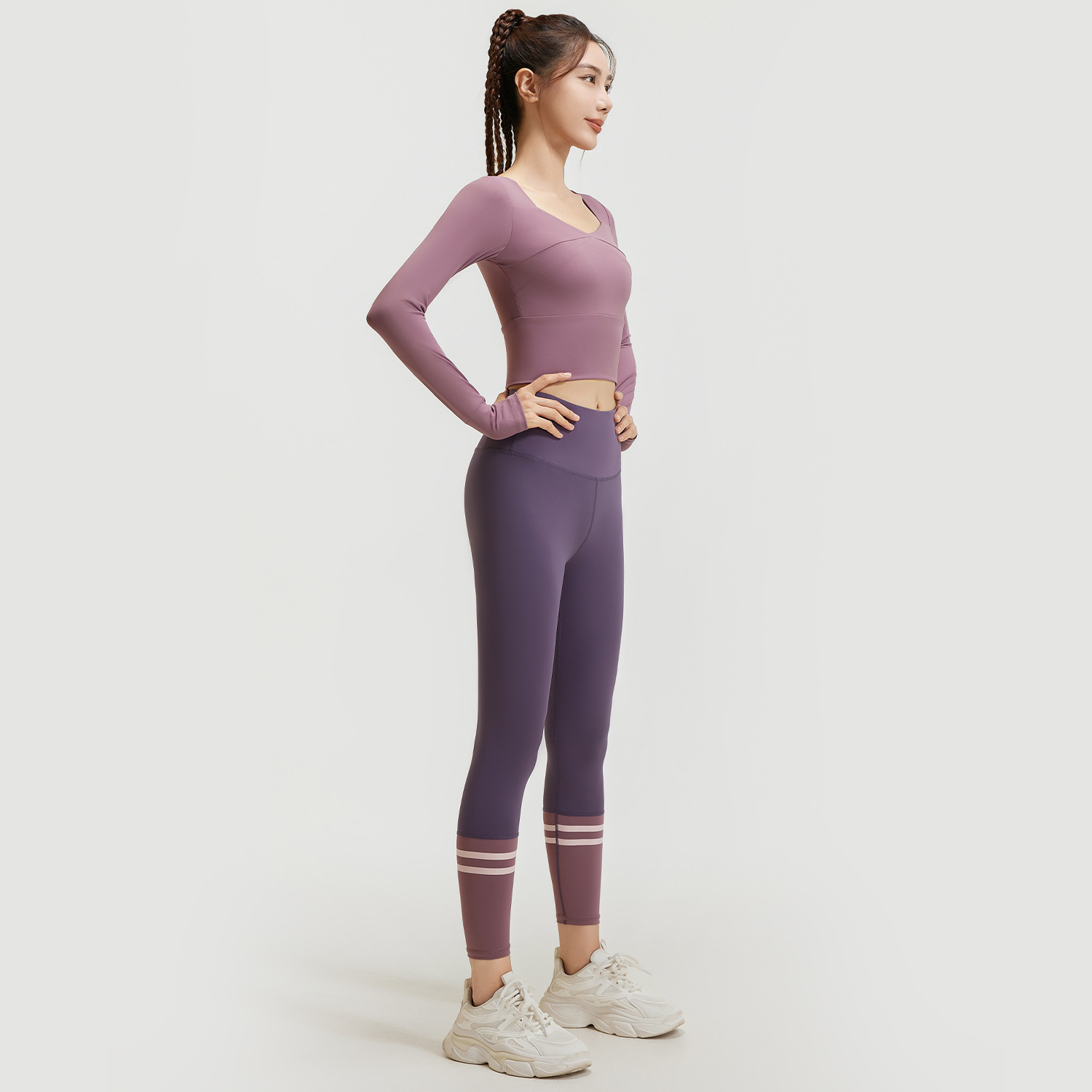 Juyitang costura cintura ropa de yoga para usar traje de fitness Pilates traje deportivo delgado para mujer
