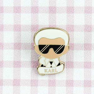 Personalized Artist Badge Enamel Pin Karl Lagerfeld Cartoon Metal Brooch Accessories