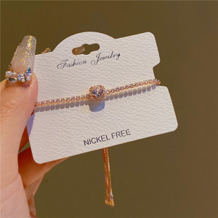 Square sophisticated golden fresh bracelet, accessory, pink gold, 2024 years, J1343