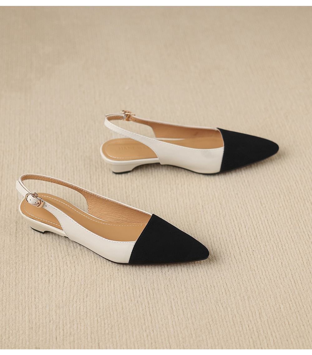 Sandal nữ gót thấp 2,5 cm mũi kín quai hậu phong cách tiểu hương — đen chi tiết 26