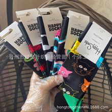 HappySocksŮ��Ͳ���m��䳱��HS��ɫϵ��Ƥ�ٴ�r��ins�ļ����mZ