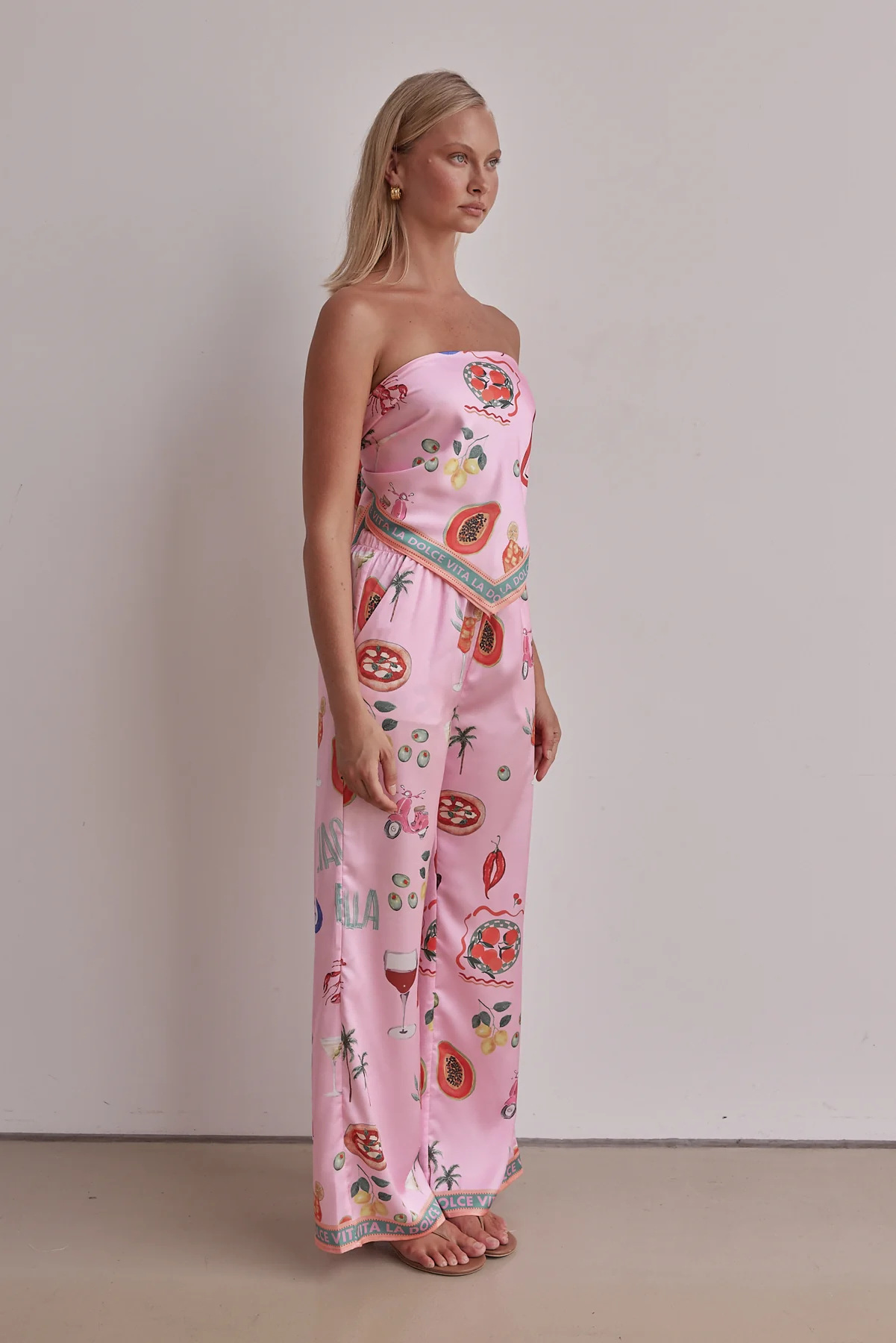 Summer Positioning Sexy Print Tube Top Wide Leg Two Piece Sets