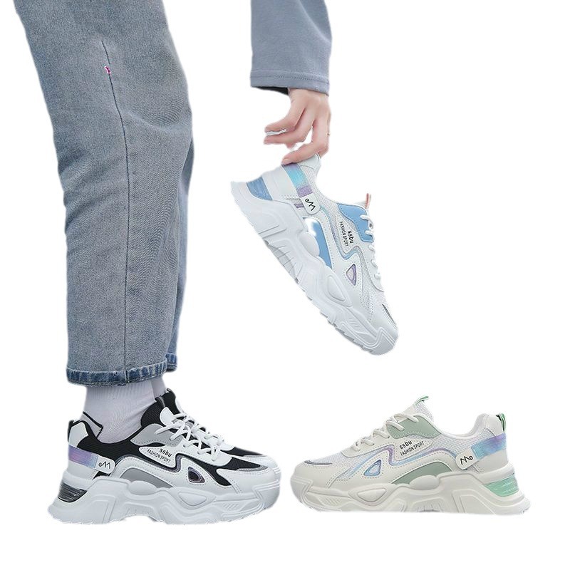 Zapatos de mujer Primavera y otoño Nuevas zapatillas de deporte versátiles de alto aspecto de suela gruesa malla transpirable zapatillas clunky deportes casuales zapatos de mujer