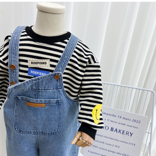 2024 New Children's Overalls Boys Spring and Autumn Pants Baby Spring and Autumn Jeans Girls Casual Pants