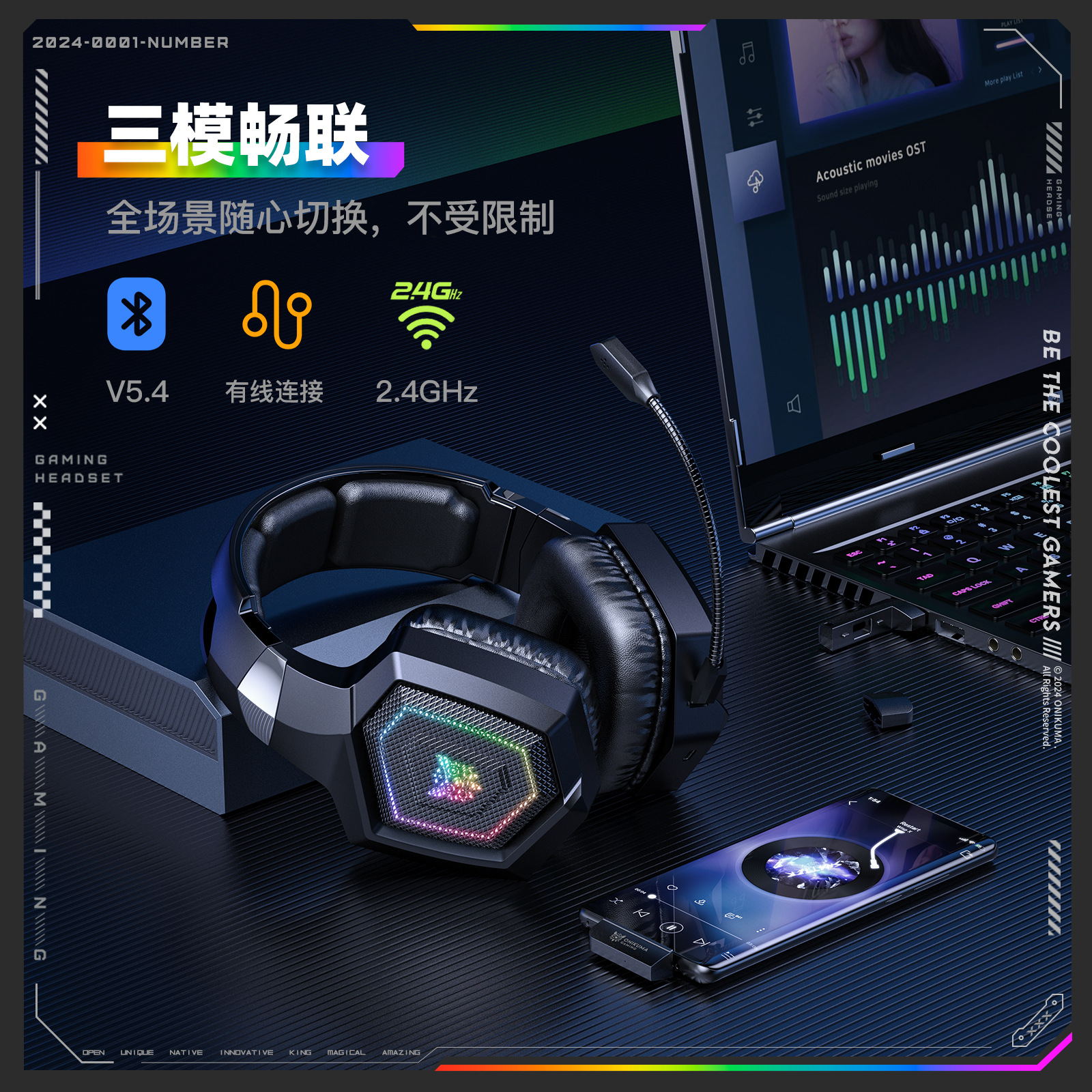 Audífonos Gamer de Diadema GT806 Inalámbricos con Reducción de Ruido y Micrófono para Videojuegos image 3
