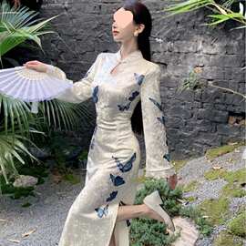 【超显瘦系列】胖mm新中式国风旗袍丝绒连衣裙复古名媛收腰包臀裙