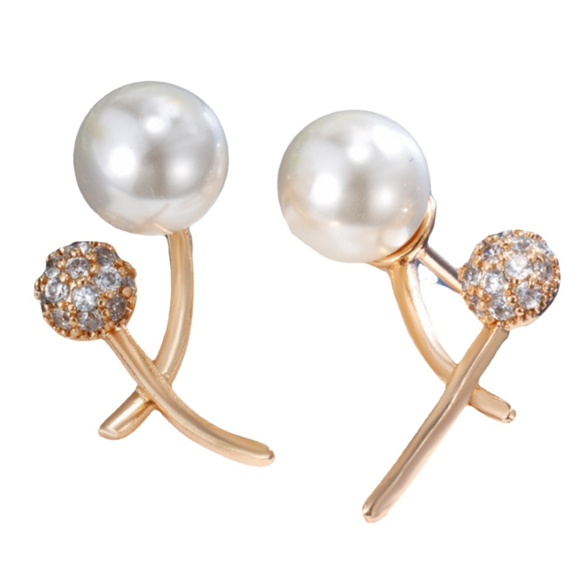 Xuping joyas de estilo francés blanco imitación de flores de perlas pendientes de diseño retro pernos de orejas de alta calidad europea y americana para mujeres