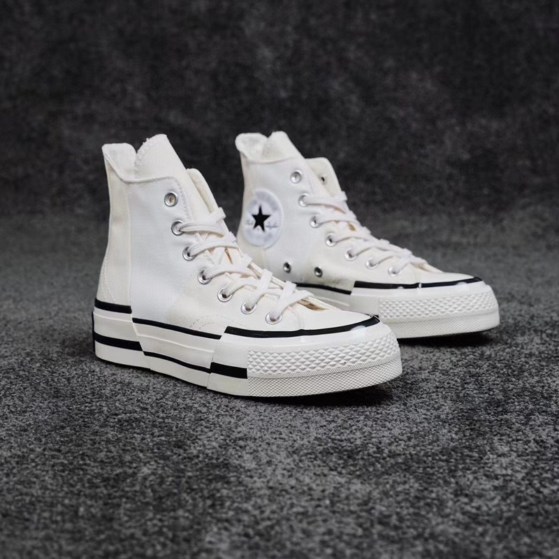 Meiqi Converse High Version Deconstructed Thick-Soled Canvas Shoes Campus Style High-Top Couple Style Men's and Women's Fashion Sneakers