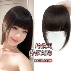 厚い前髪のかつらの女性の髪のシルクの髪のカーテンの偽の前髪の自然の額は本当に髪をそろえて前髪のかつらの切れに行きます。