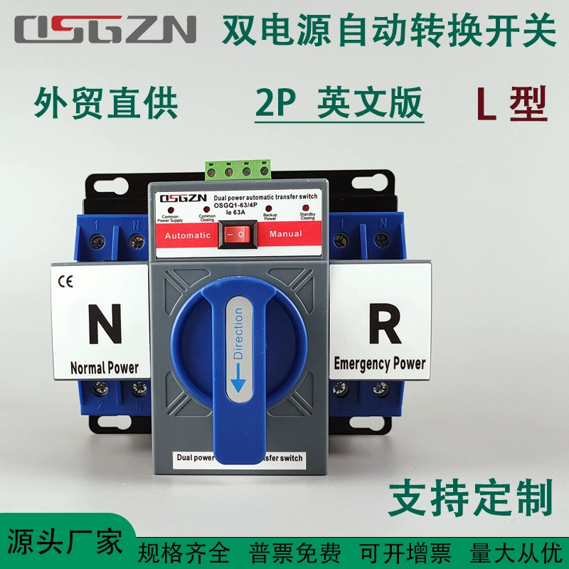 Экспорт внешней торговли английская версия двойного источника питания автоматический переключатель 2P63A автоматическое переключение 220V однофазный домашний ATS