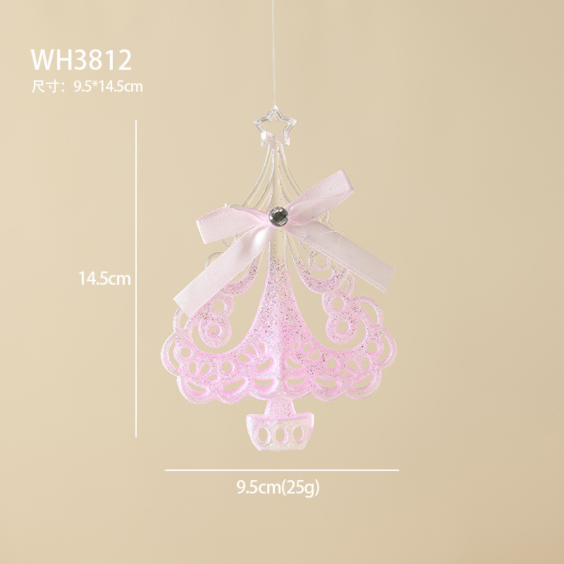 Nuevos adornos de árbol de Navidad transfronterizos colgante rosa transparente polvo acrílico colgante escena diseño props de disparo