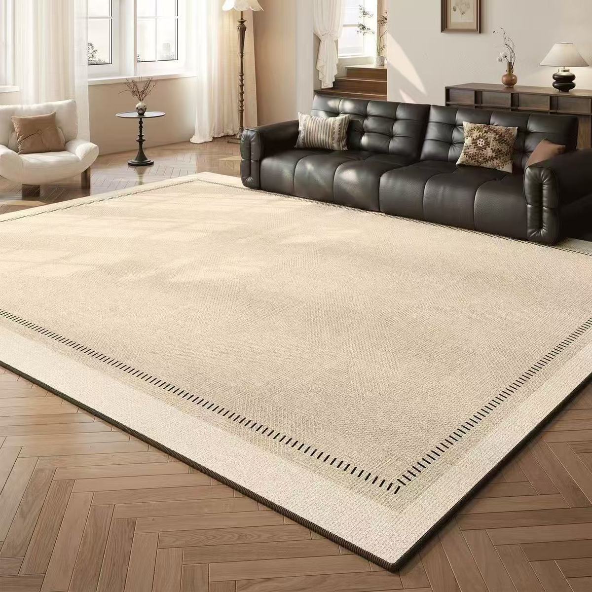 Living Room Carpet, New Cream Style, Anti-Fouling and Stain-Resistant Sofa Coffee Table Mat, Bedroom Bedside Large Area Covered with Thickened Version
