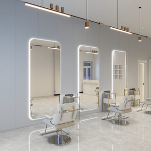 Barber Shop Mirror Table Internet Celebrity Whitening and Slimming Beauty Hair Salon Mirror Trendy Wall-Mounted Led Touch Hair Salon