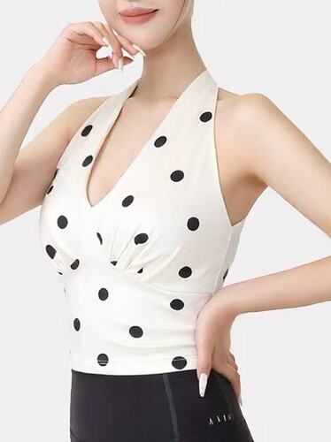 V-neck plaid halter neck yoga vest slim short hot girl outer wear running fitness high-intensity sports bra for women