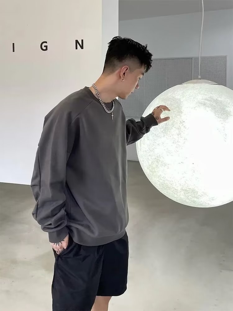 Felpa con stampa di lettere da uomo, casual, ampia, abbinabile, girocollo_voghion.com