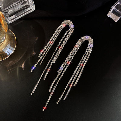 925银针夸张满钻流苏耳环女长款耳钉韩国东大门网红气质耳坠耳饰 925银针夸张满钻流苏耳环女长款耳钉韩国东大门网红气质耳坠耳饰