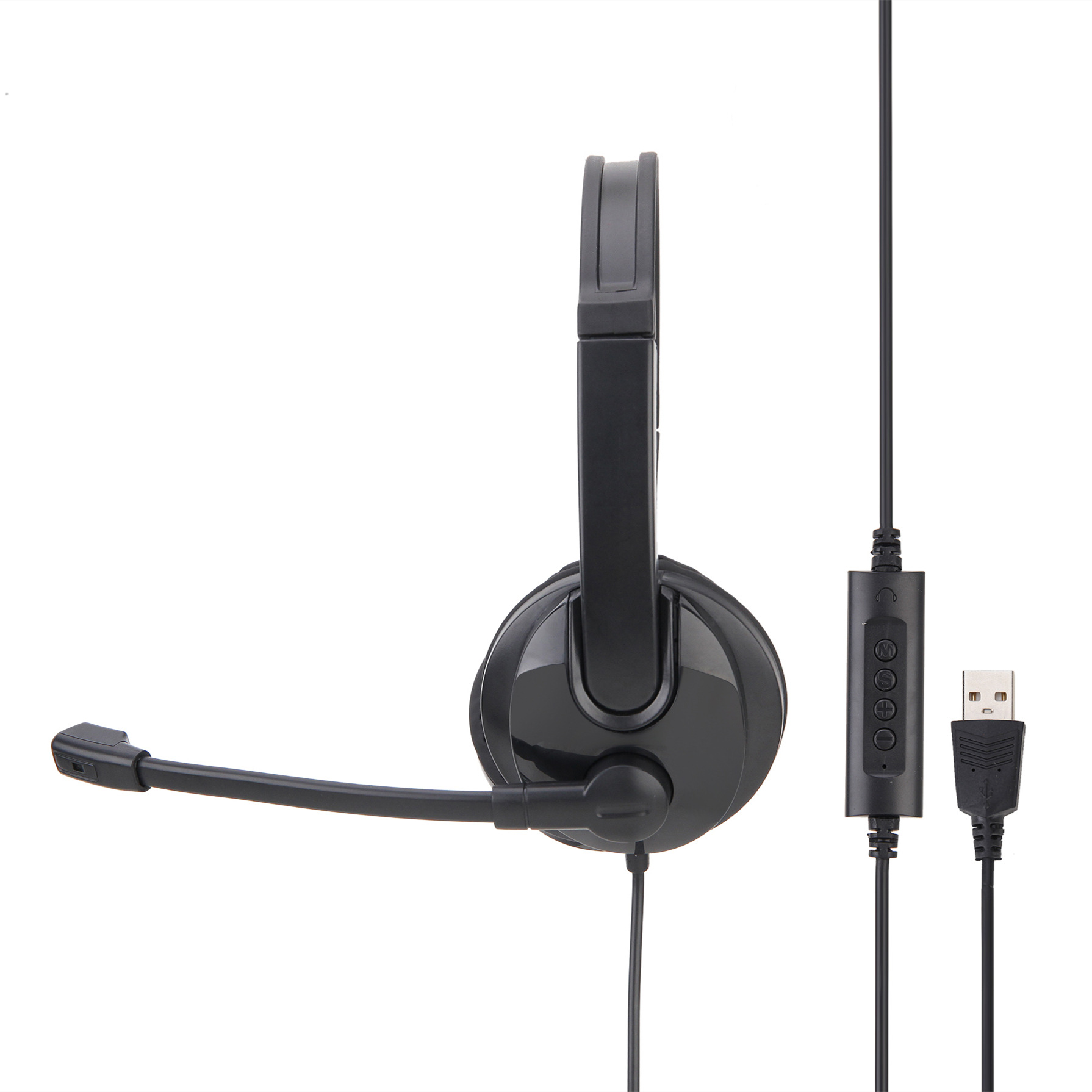Wearing wired USB with remote control for learning, office, education, teaching, and communication earphones_voghion.com