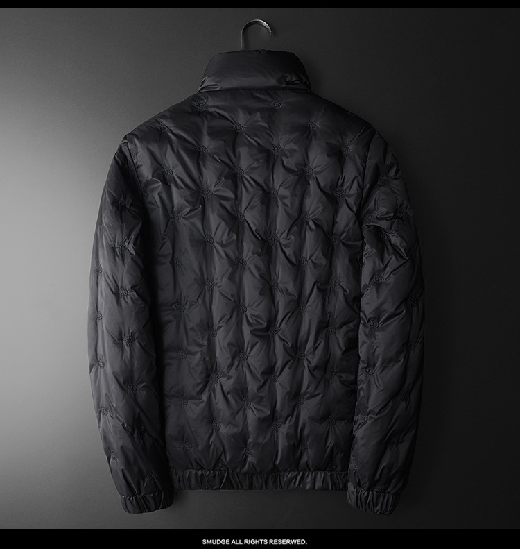 Men's Clothing fashion brand white duck Silk cotton jacket men 2023 winter new embroidery warm stand collar men's large size Silk cotton jacket_viptrois.com