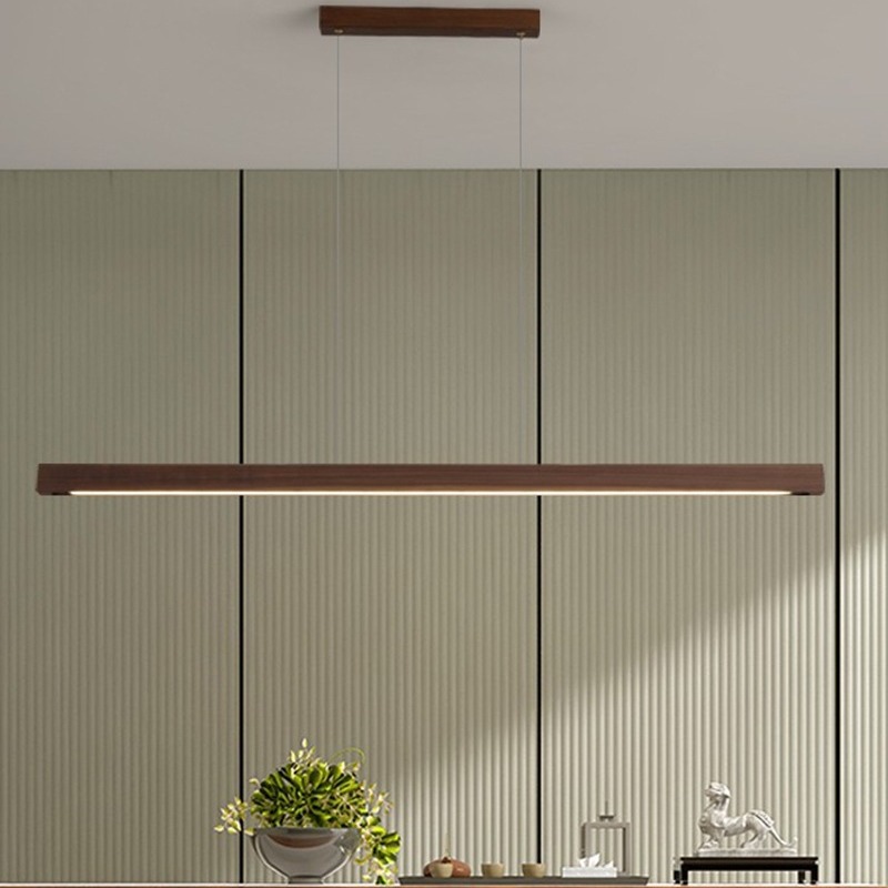Walnut-colored restaurant pendant light, Japanese modern minimalist, Chinese style Zen tea room, solid wood long desk table lamp