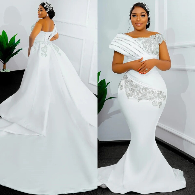 Sparkly Long Mermaid Wedding Dresses for Black Girls Off the Shoulder Diamond Bridal Gowns Sweep Train Robe De Marriage Sparkly Long Mermaid Wedding Dresses for Black Girls Off the Shoulder Diamond Bridal Gowns Sweep Train Robe De Marriage