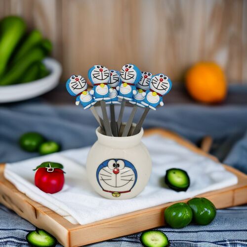 Dingdang Cute Dessert Cake Sign Mooncake Fork, Cartoon Creative Home Use Lovely Children Stainless Steel Fruit Fork