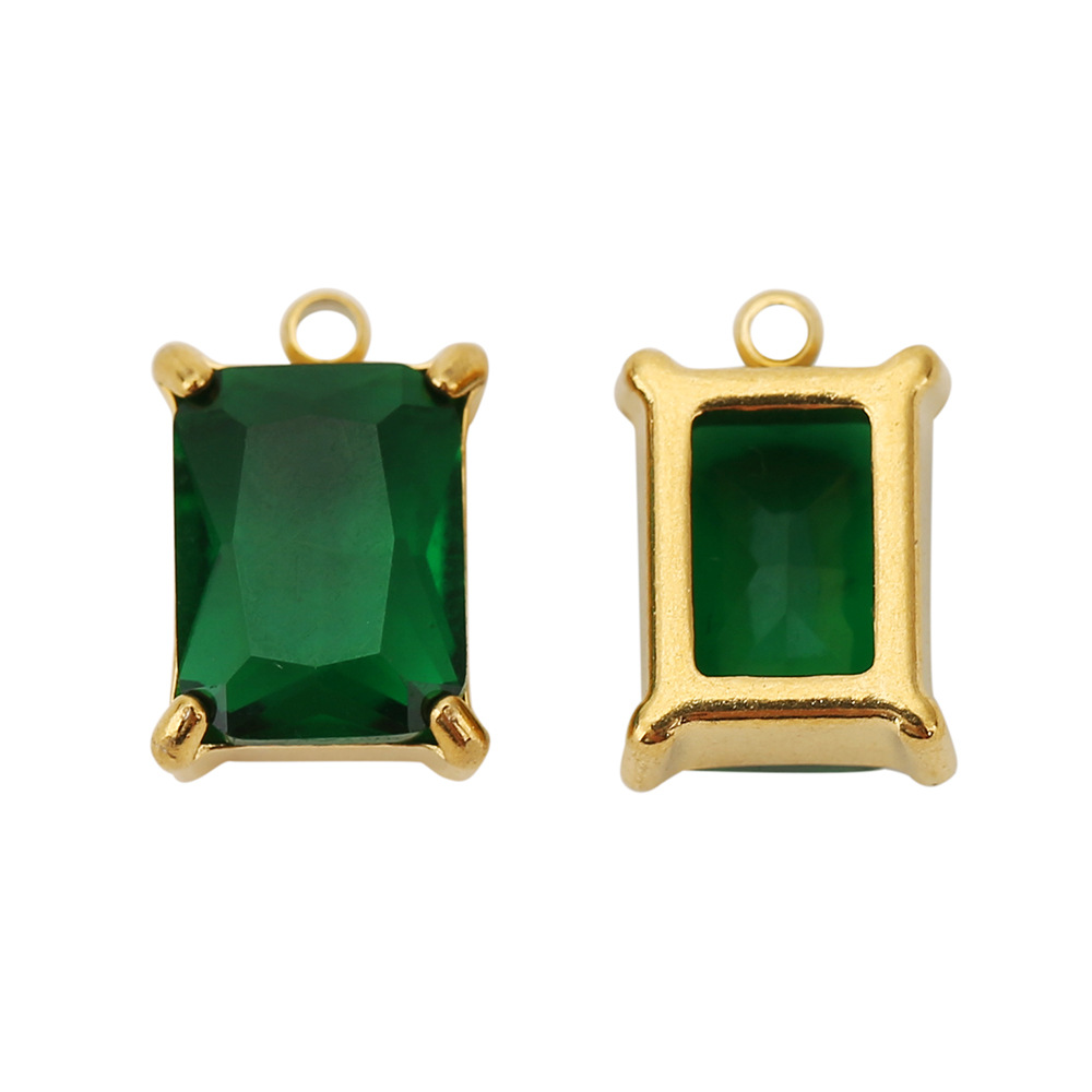 5 PCS/Package Quantity 5 PCS/Package 10*6mm 7*7MM Hole 1~1.9mm 304 Stainless Steel Zircon Geometric Polished Pendant