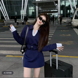 2025 Eleven Original Vitality Walk Contrast Color Splicing Fake Two-Piece Design Cotton Feel Fashion Suit 2902