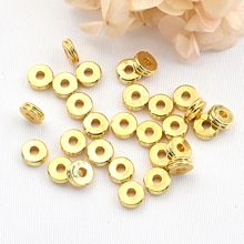 保色18k金色双层隔片黄铜光面圆形贴片隔珠散珠diy手项链串珠配件