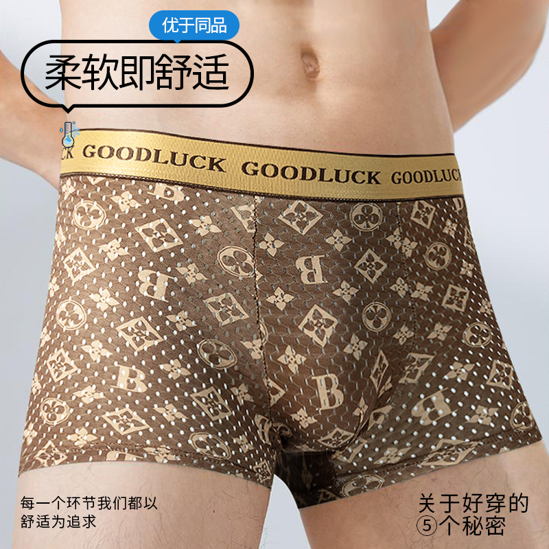 Transfronterizos exclusivos para pantalones interiores de hombre verano transpirables cómodos impresión de tamaño grande pantalones cortos de ángulo plano de hombre fábrica al por mayor