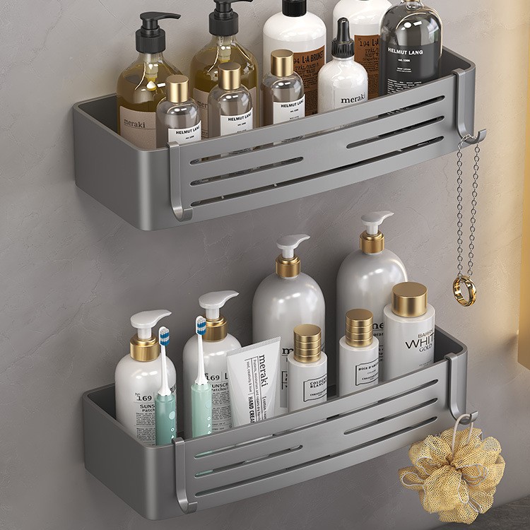 Pistola gris espacio de aluminio baño rack ponche-libre baño pared colgante triángulo cesta baño rack de una sola capa mayor