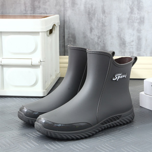 Fashion Short Rain Shoes Men's Four Seasons Work Shoes Low-top Non-slip Kitchen Shoes Wear-resistant Rubber Shoes Fishing Shoes Waterproof Shoes