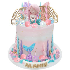 マーメイドケーキ装飾海底世界リトルマーメイド海藻バブルイチョウ葉女の子誕生日パーティー装飾