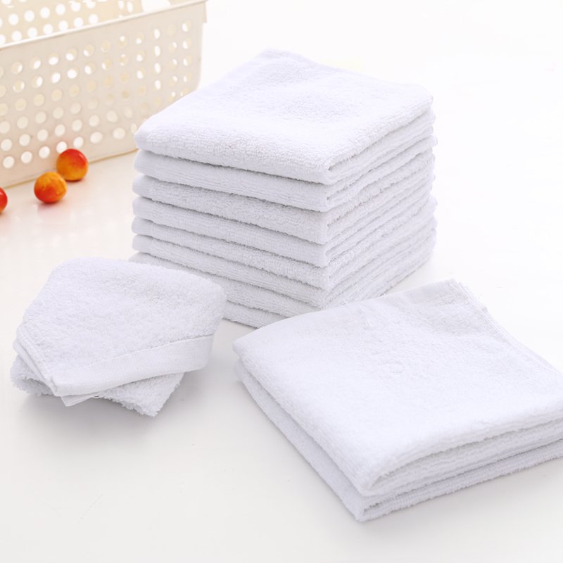 Algodón toallas cuadradas hotel hotel KTV aviones toallas de cocina al por mayor toallas pequeñas engrosadas logotipo personalizado toallas cuadradas blancas