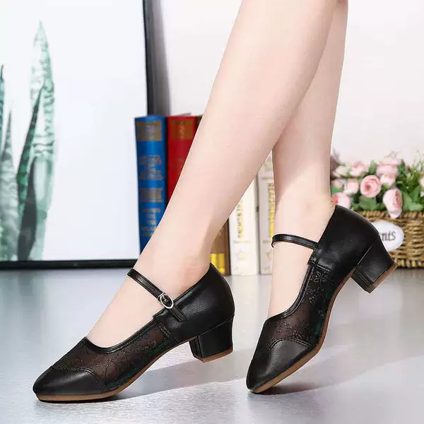 Black - 4cm heel height, one size larger for fat feet