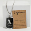 Three dimensional chain stainless steel, double-sided zodiac signs, necklace hip-hop style, pendant, cards, new collection