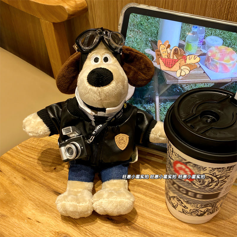 23CM 핸드독 인형 파일럿 강아지 인형 봉제 장난감 옷 세트 선물 선물 인터넷 빨간 인형