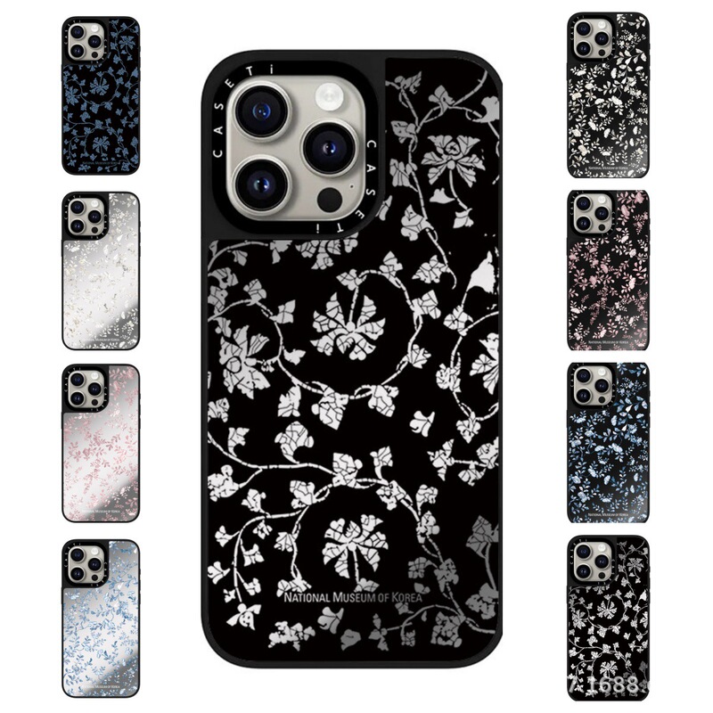 Collaboration with the Museum, Vintage Shell Floral Design, C Brand Compatible with Apple 17 Pro Max Phone Case, 15/14 Celebrity Style