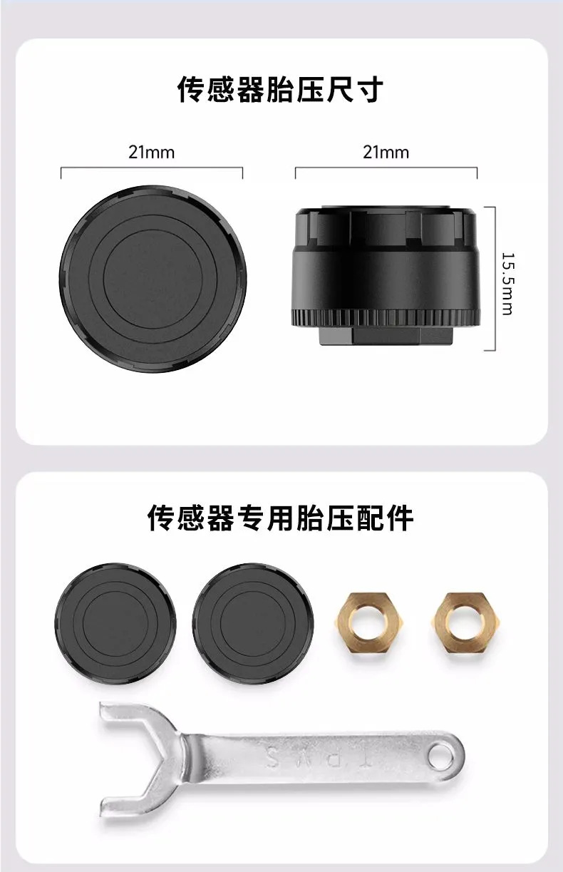 Bluetooth Tire Pressure Detector for Cars and Motorcycles Monitors Tire Pressure in Real Time and Installs High-Precision Tire Pressure Sensors Without Damage