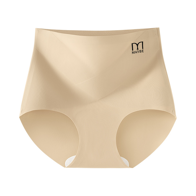 Ropa interior de cintura alta, pantalones de piel de leche con entrepierna antibacteriana para mujer, abdomen invisible sin costuras, sin caderas, calzoncillos transpirables de seda de hielo para mujer