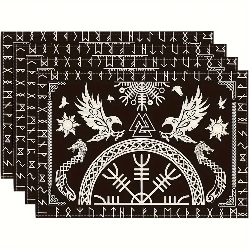 Transfronterizos lino almohadilla de mesa Aliexpress TEMU Amazon almohadilla de mesa cuadrada búfalo rojo almohadilla de Navidad Día de la Independencia