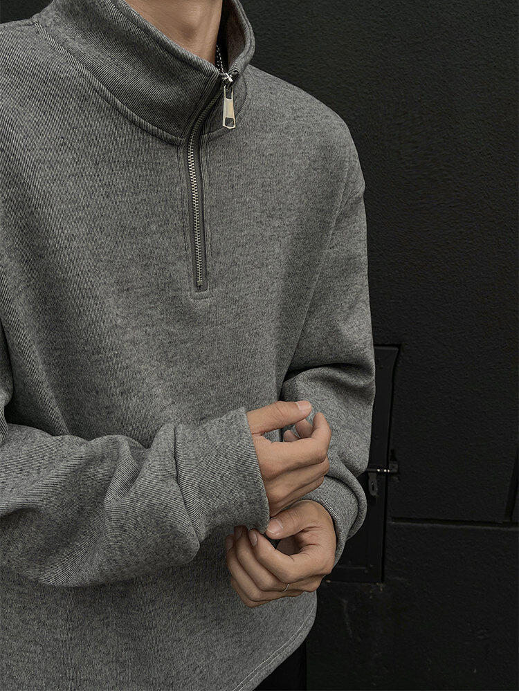 Herr half-zip sweatshirt med fleece i höst och vinter_voghion.com