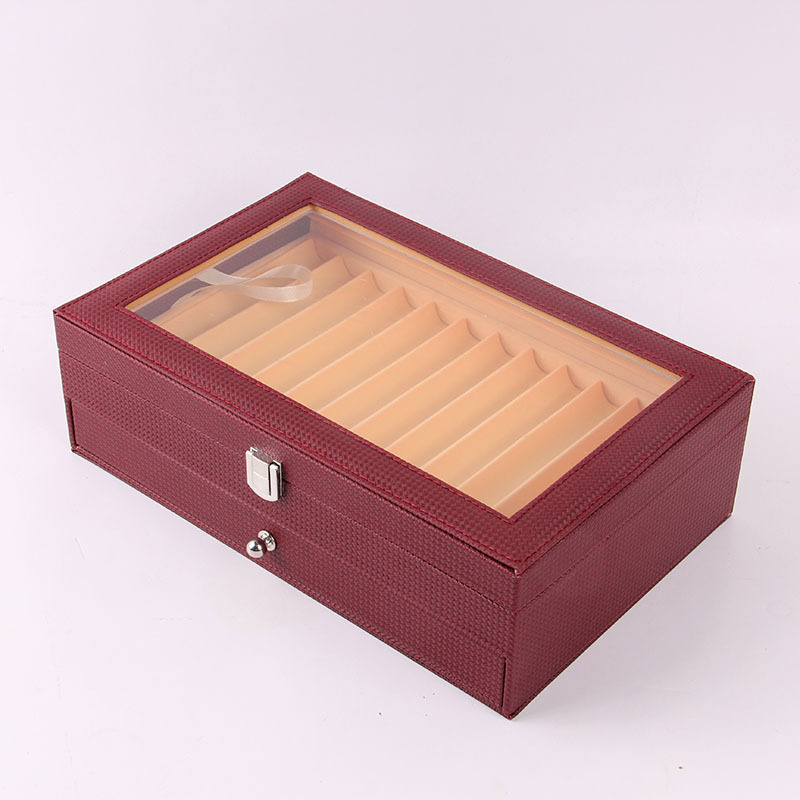 En stock caja de la pluma al por mayor 24 pluma de cuero caja de presentación 24-bit PU pluma caja de almacenamiento caja de papelería