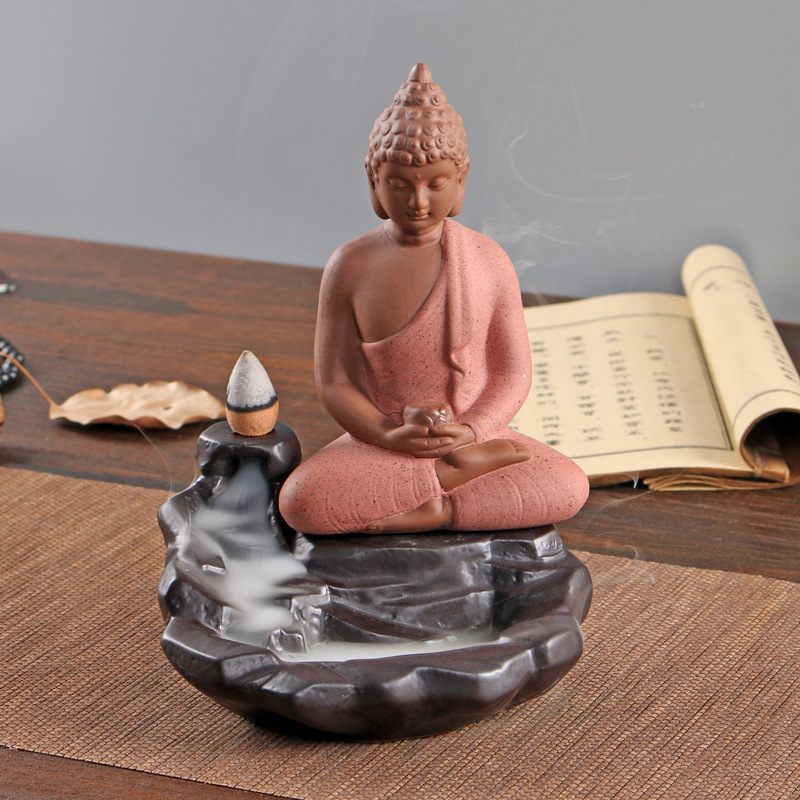 印度泰国佛像摆饰东南亚风格禅意坐佛倒流香炉工艺家居装饰品批发