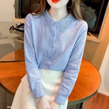 秋装2024年新款时尚减龄女士衬衣纯棉衬衫女洋气全棉提花长袖上衣