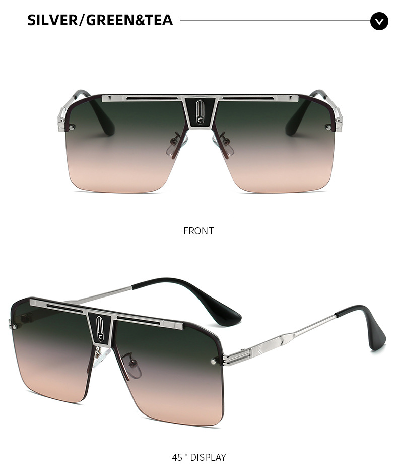 Men'S Gender Exaggerated Solid Color PC UV400 Protection Square Full Frame Men's Sunglasses