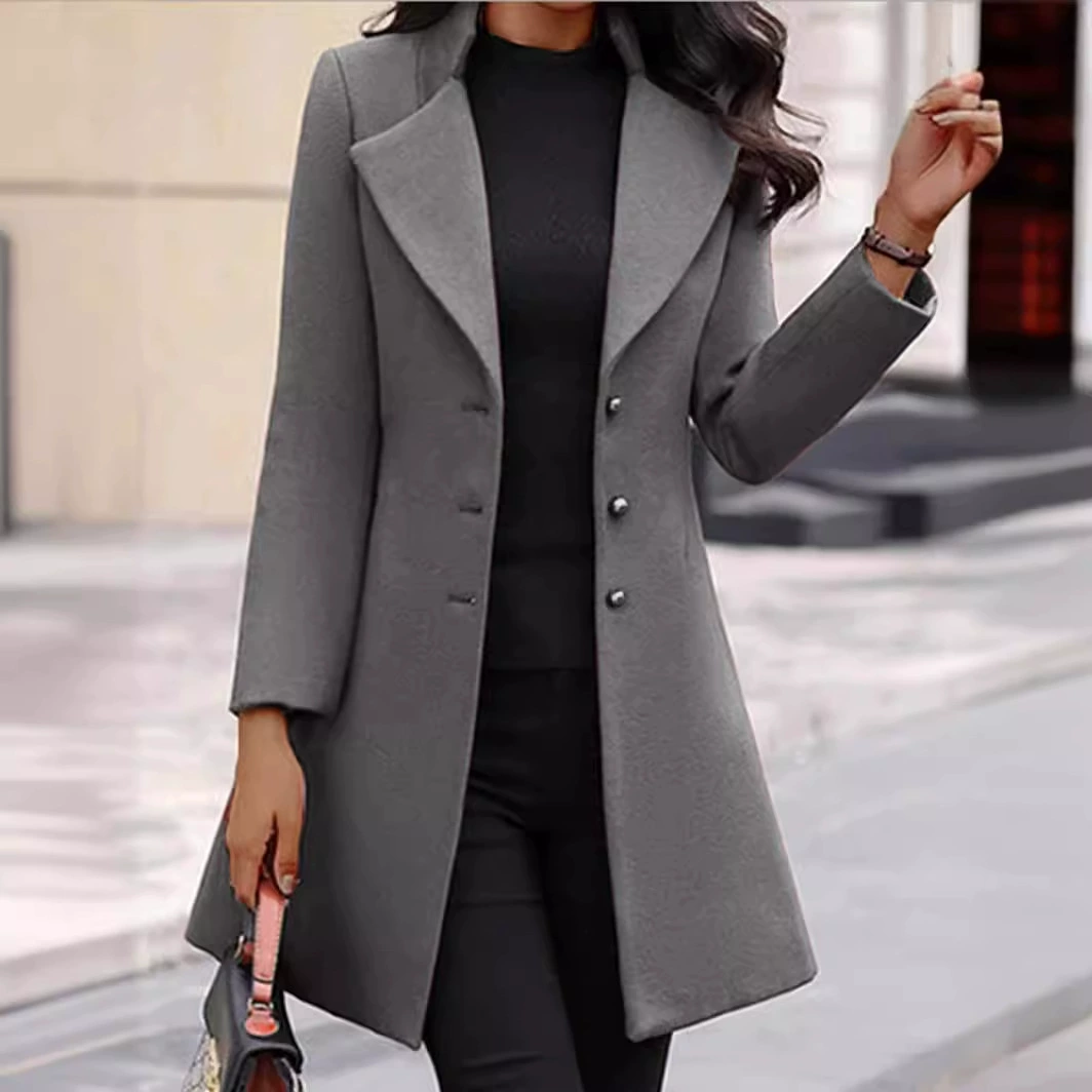 Demi-season long jacket, woolen coat, Korean style, mid-length, European style
