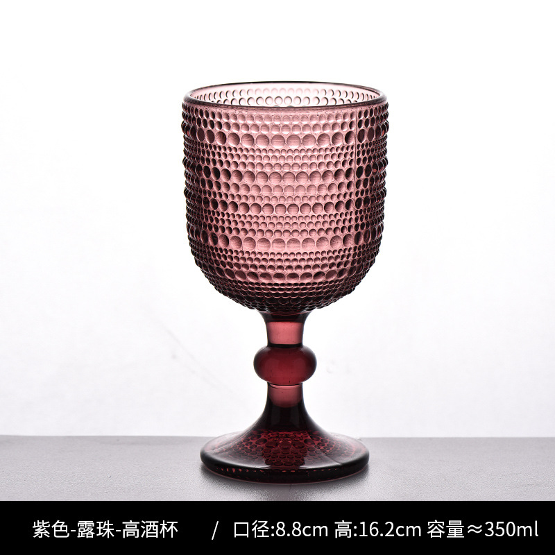 Copa de rayas verticales de vidrio retro europeo, copa de vino tinto, copa de postre alto de helado, copa de vino de frutas de uva de champán casero