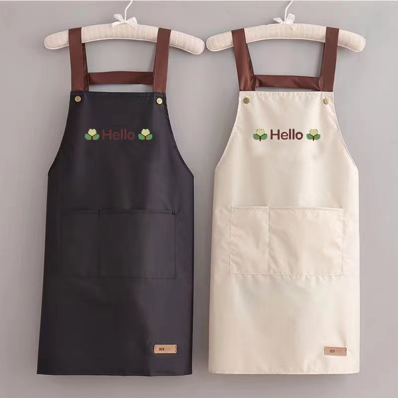 围裙家用厨房防水防油工作服印logo印字定制女夏季薄款餐饮围腰