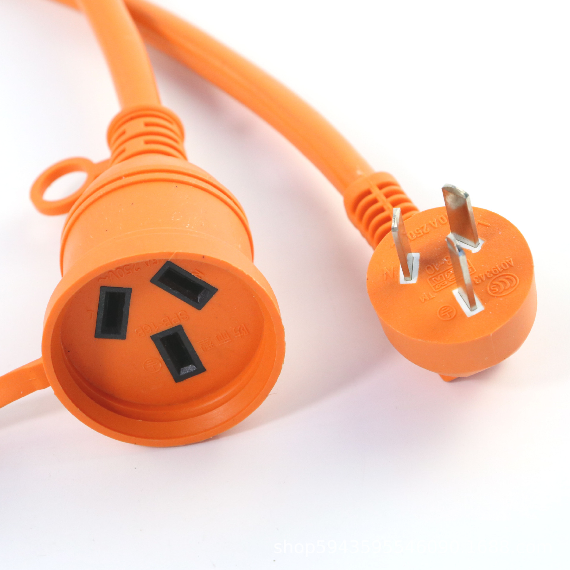 供应 国标大功率16A三芯带盖母座电源线 户外防水公母对接延长线