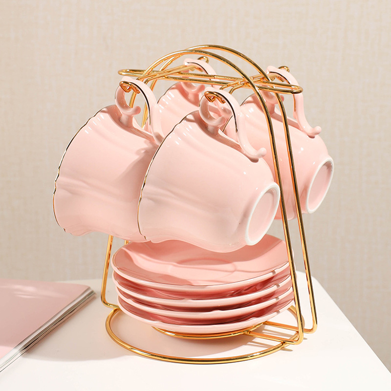 Taza de café y platillo traje estilo europeo Luz de lujo taza de café simple taza de té juego de té de cerámica taza de té negro té de la tarde estante de entrega